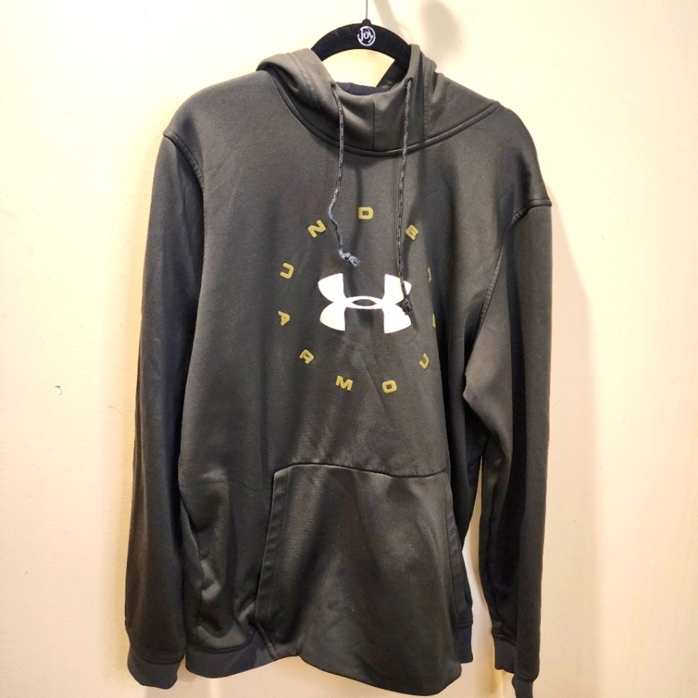 Under Armour Cold Gear men's Olive Green Loose hooded Sweatshirt size L